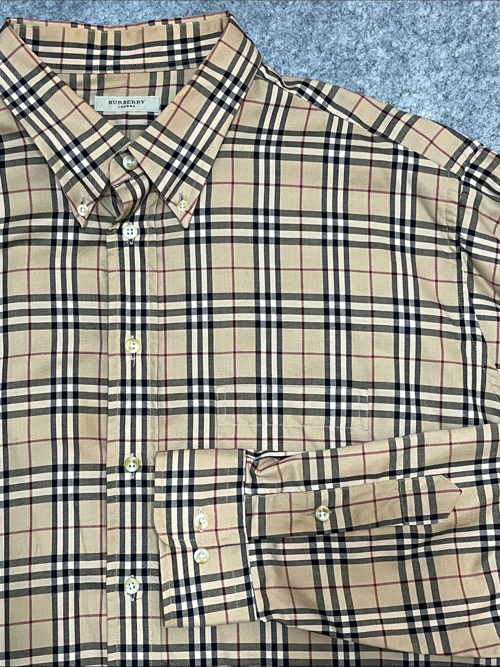 Burberry Beige and Black Plaid Nova Check Button-Down Shirt